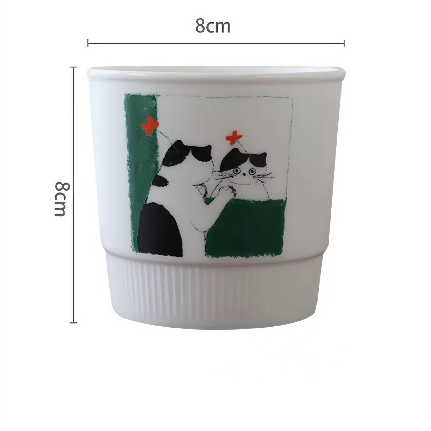Playful kids-style mug in soft green with a delightful doodle of a curious kitten. A heartwarming ceramic tea cup perfect for aesthetic kitchen shelves or thoughtful gifts for best friends.