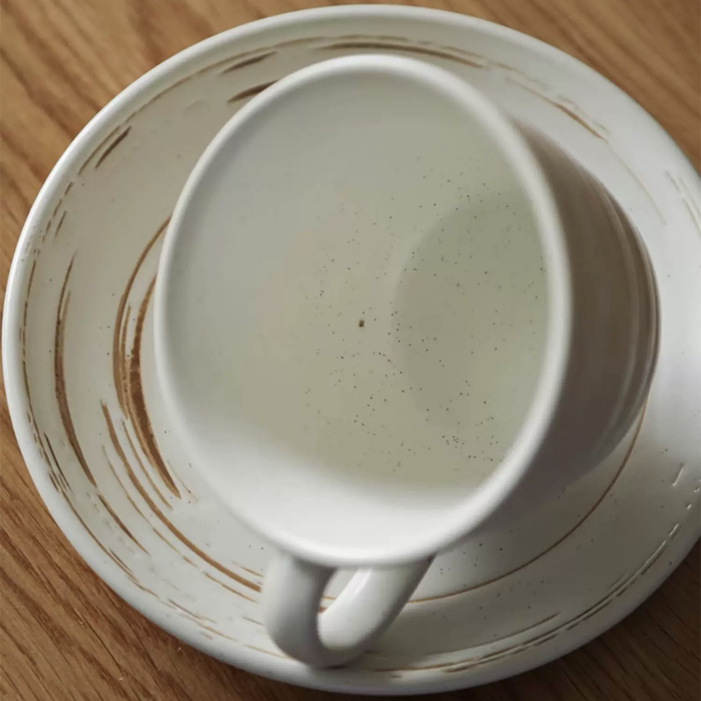 Scandinavian-style aesthetic coffee cup with rustic, natural texture. Craft from durable and heat-resistant ceramic.