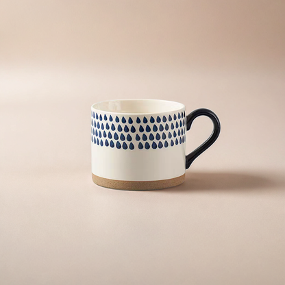 Minimalist Nordic Blue Hand-Painted Ceramic Mug 15.2 OZ - Raindrops