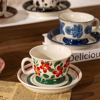 Overhead view of the 9.3 cm (3.66 inches) diameter cup, showcasing its spacious design and vibrant floral pattern.