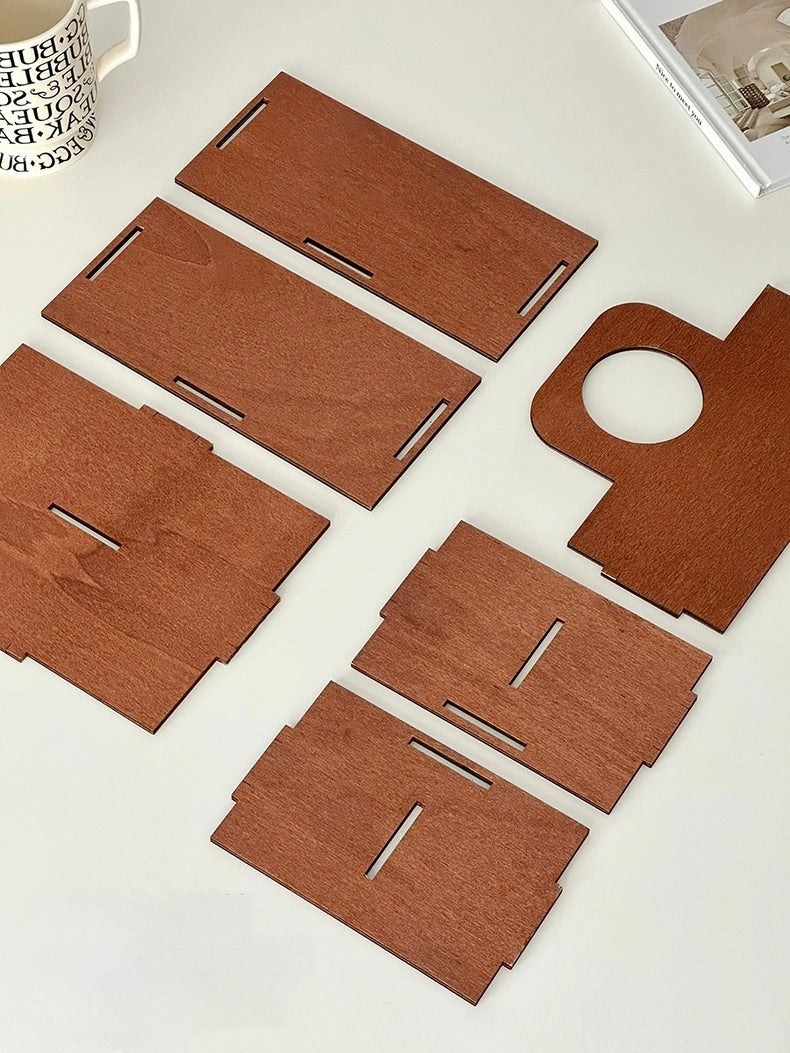 Craft from bark wood, six pieces for assembly. Showcasing a mid-century modern style and eco-friendly material, perfect for an elegant and organized space.