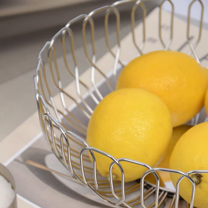 Detailed view of the basket's strong, durable stainless steel structure, ideal for daily kitchen use.