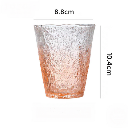 Gradient glass with orange tones and glacier texture. Versatile 250ML drinkware for daily use or home bars.