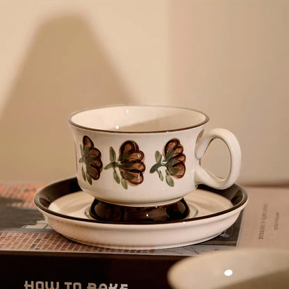 High-quality ceramic with artisanal painted grape motifs, perfect for rustic tableware.