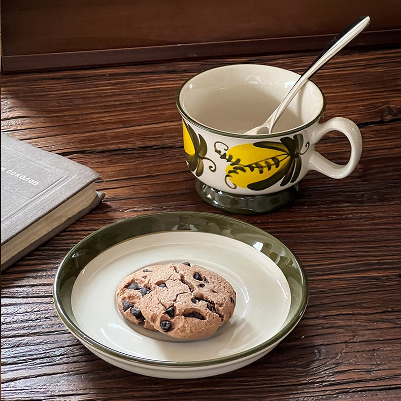 Ceramic coffee cup craft from premium ceramic, featuring a Scandinavian folk-art-inspired floral pattern, perfect for daily use.