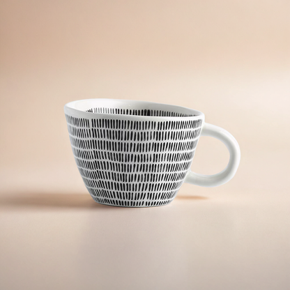 Durable ceramic mug for coffee, tea, and more. Blending minimalist and Scandinavian aesthetics.