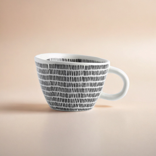 Durable ceramic mug for coffee, tea, and more. Blending minimalist and Scandinavian aesthetics.