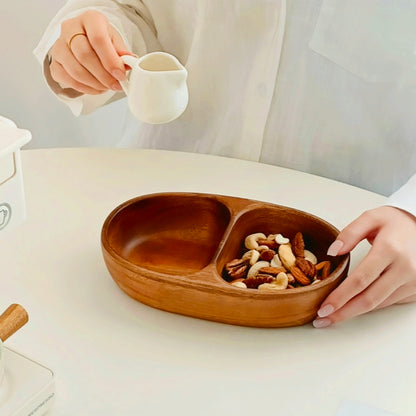 Serving a variety of nuts, showcasing the elegant walnut finish and practical compartments for easy organization.