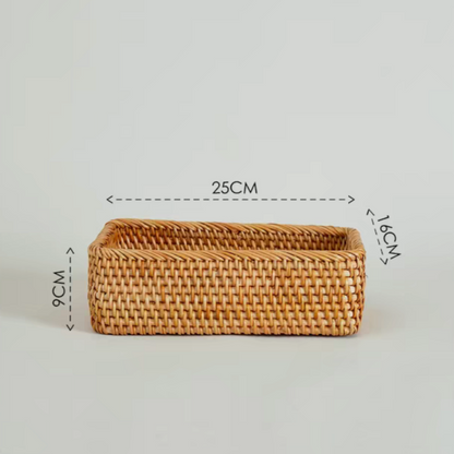 Rectangle rattan wicker storage box made from natural, eco-friendly rattan. Size 25×16×9 cm