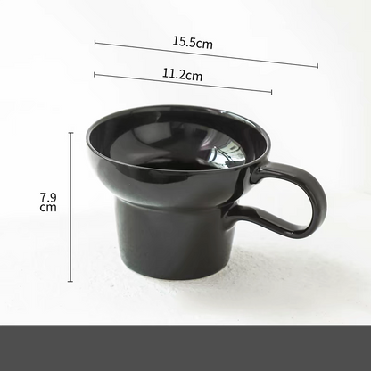 Premium Minimalist Retro Ceramic Cup in Elegant black - Demonstrating the cup's spacious size and stylish design for enjoying coffee or tea.