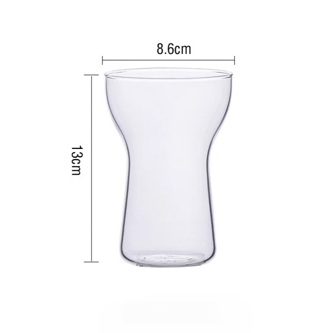 Tall Artistic Glass Cup with Ergonomic Grip