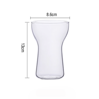 Tall Artistic Glass Cup with Ergonomic Grip