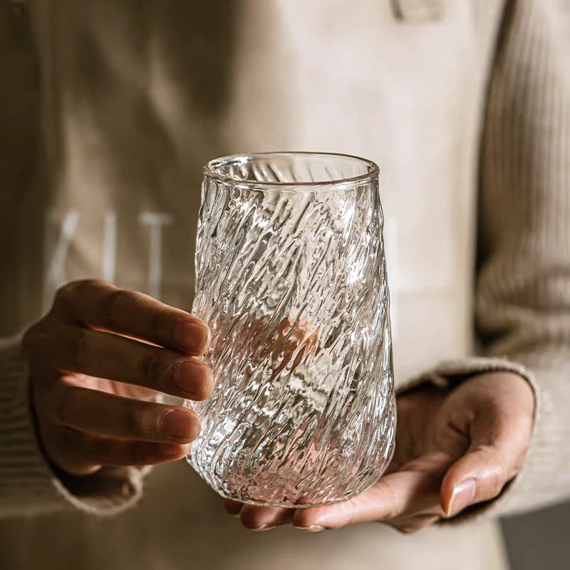 Rippled Textured Glass Cup for Elegant Drinks