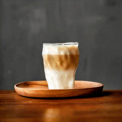 300ml clear glass cup filled with aesthetic dirty coffee layers, perfect for enhancing drink presentation.