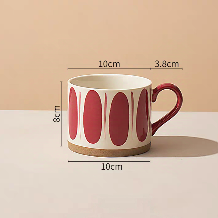 450 ml (15.2 oz) ceramic mug with a warm red and cream color palette, blending style with function.