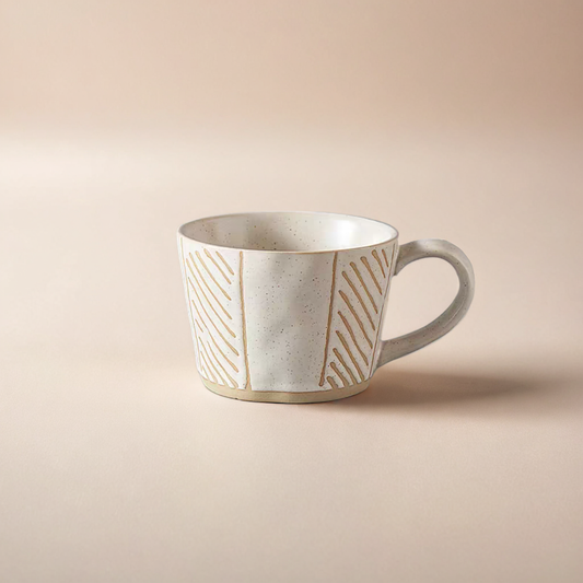 Handcrafted ceramic mug with textured finishes clean, minimalist lines and Japandi-inspired design. Durable and long-lasting.