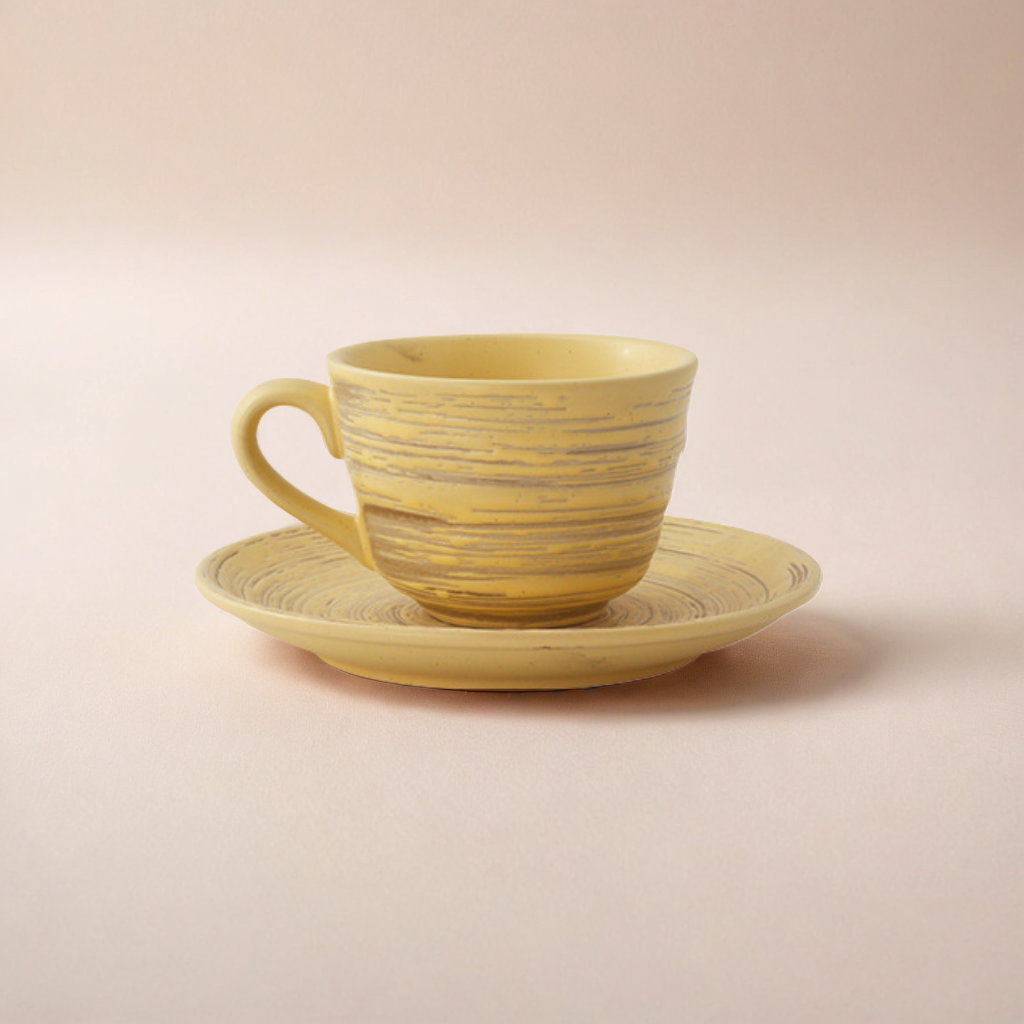 Artistic ceramic cup with textured matte glaze and textured surface. Perfect for tea or coffee lovers. 