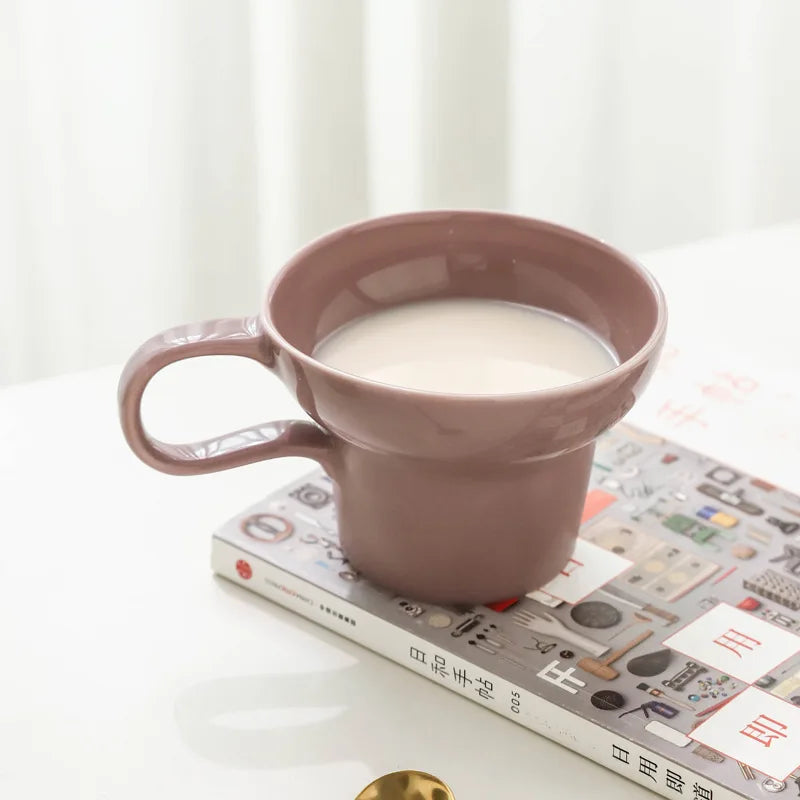 Scandinavian-style Premium Ceramic Cup filled with milk, emphasizing its minimalist design and premium quality for versatile use.