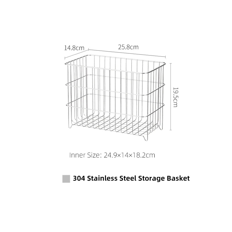 Crafted from premium stainless steel, this stylish organizer basket adds a touch of elegance to any space while offering practical storage solutions for kitchen essentials, books, and stationary.