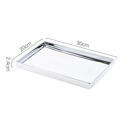 Extra Large Rectangle Silver Finish Decorative Tray - Showcasing the premium ceramic and enamel material with a luxurious silver finish, ideal for various storage and display needs.