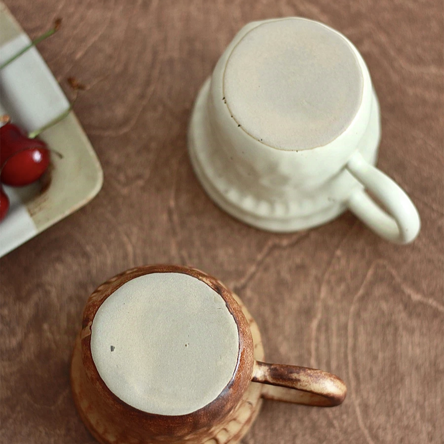 Textured stoneware mug with unglazed bottom. minimalist ceramic mug inspired by ancient pottery, great for cozy Scandinavian homes.