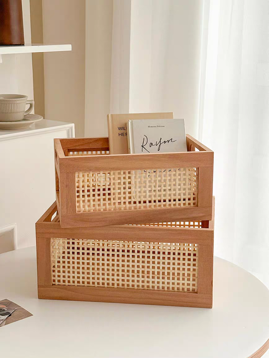 Eco-friendly basket perfect for displaying books and magazines in home and office