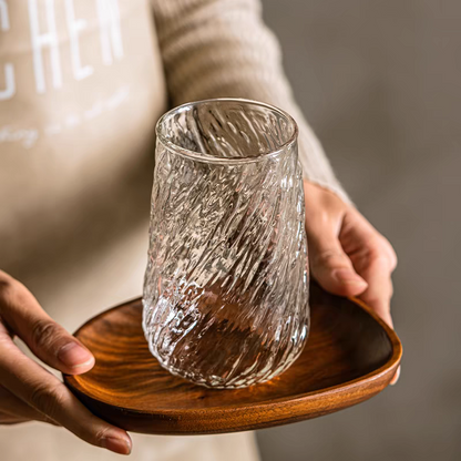 Rippled Textured Glass Cup for Elegant Drinks