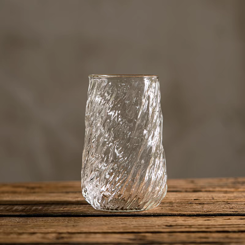 Rippled Textured Glass Cup for Elegant Drinks